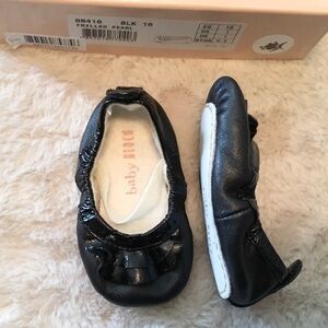 Baby Bloch Frilled Pearl Baby Girl Black Ballet Shoes - Size 1